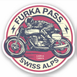 Sticker col de la Furka - circuit en Suisse en moto et en