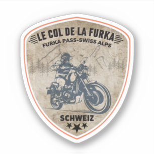 Sticker col de la Furka - voyage en moto sur une route de
