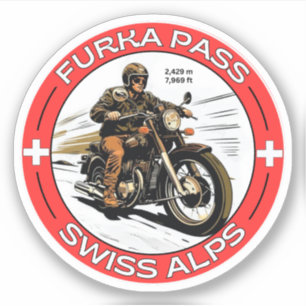 Sticker col de la Furka - voyage en moto sur une route de