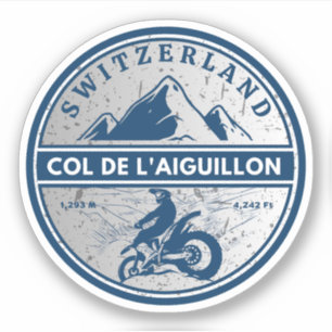 Sticker Col de l'Aiguillon Suisse alpes cadeaux moto