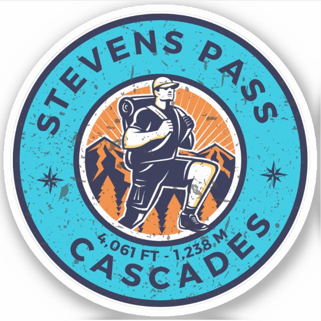 Sticker Col de Stevens, chaîne des Cascades, Washington, s (Devant)