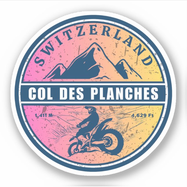 Sticker Col des Planches tour en moto suisse alpes (Devant)