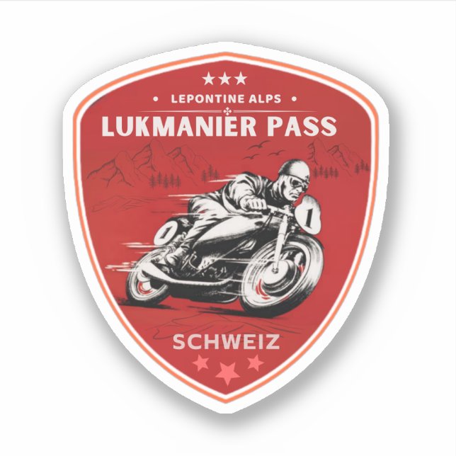 Sticker Col du Lukmanier circuit moto dans les Alpes suiss (Devant)