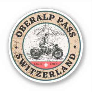 Sticker Col du Oberalp circuit moto dans les Alpes suisses