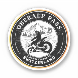Sticker Col du Oberalp circuit moto dans les Alpes suisses