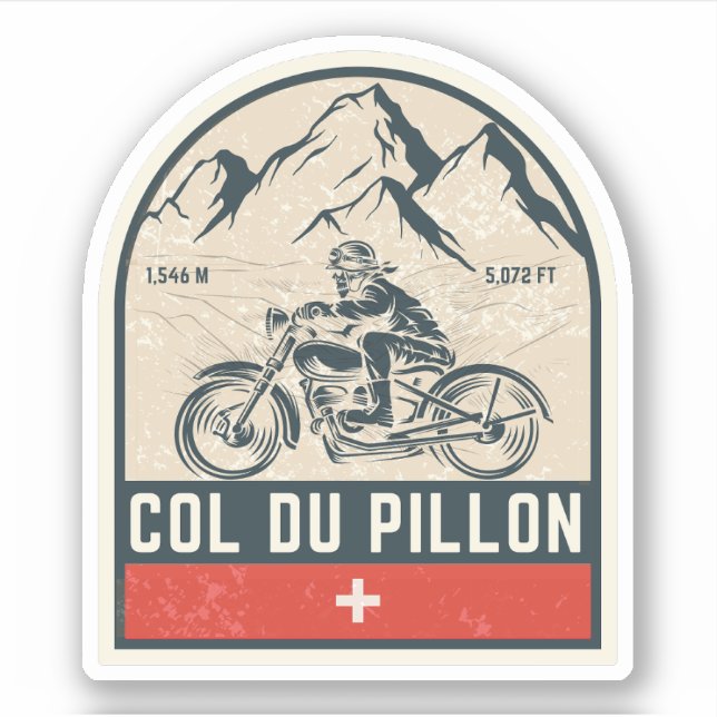 Sticker Col du Pillon circuit moto dans les Alpes suisses (Devant)