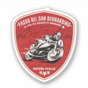 Sticker Col du San Bernardino à moto apls suisses