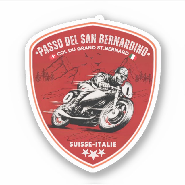 Sticker Col du San Bernardino à moto apls suisses (Devant)