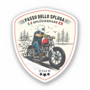 Sticker Col du Splügen montagnes italiennes suisses moto