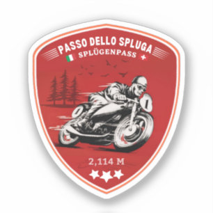 Sticker Col du Splügen montagnes italiennes suisses moto