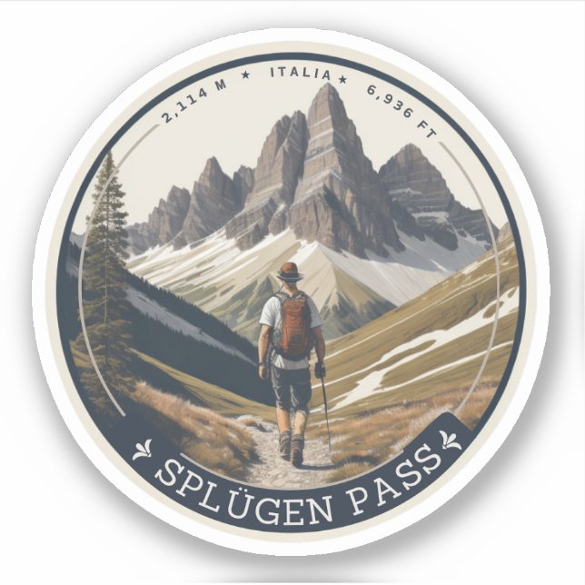 Sticker Col du Splügen passage alpin Alpes lépontines (Devant)