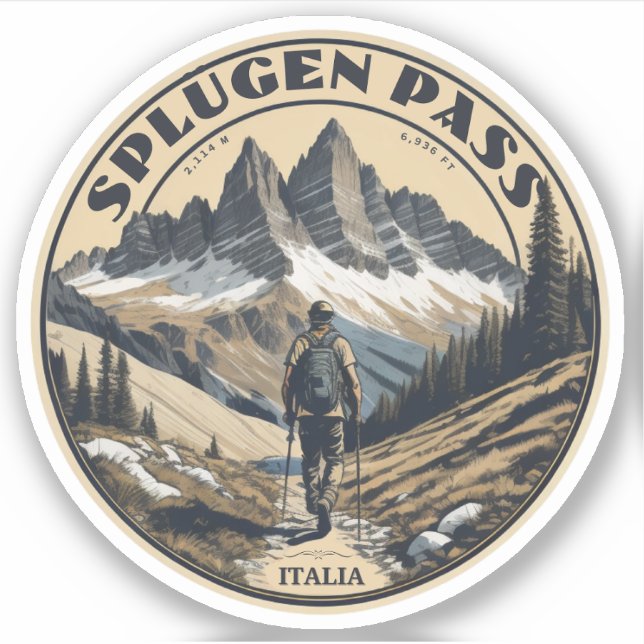 Sticker Col du Splügen passage alpin Alpes lépontines (Devant)