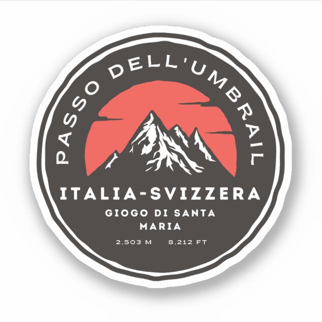Sticker col du Umbrail frontière Italie-Suisse alpes (Devant)