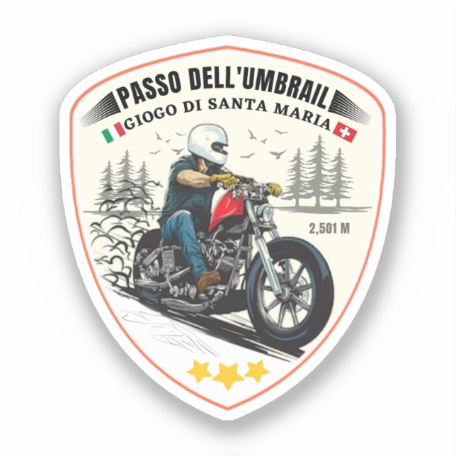 Sticker col du Umbrail frontière Italie-Suisse alpes (Recto)