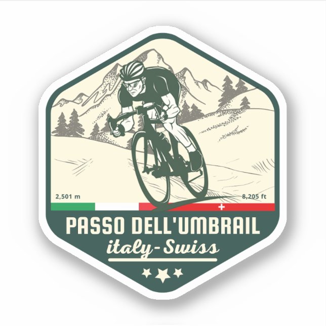 Sticker col du Umbrail frontière Italie-Suisse alpes (Devant)