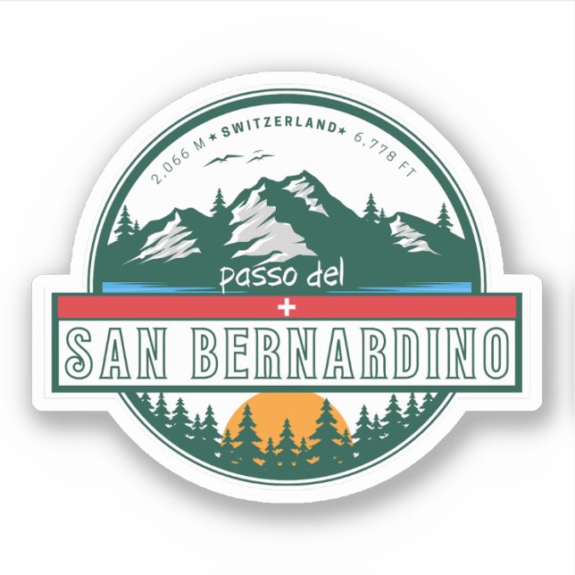 Sticker Col San Bernardino dans les plaids suisses moto (Devant)