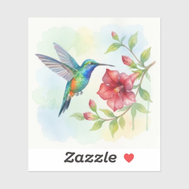 Sticker Colibri Minuscule Aquarelle (Feuille)