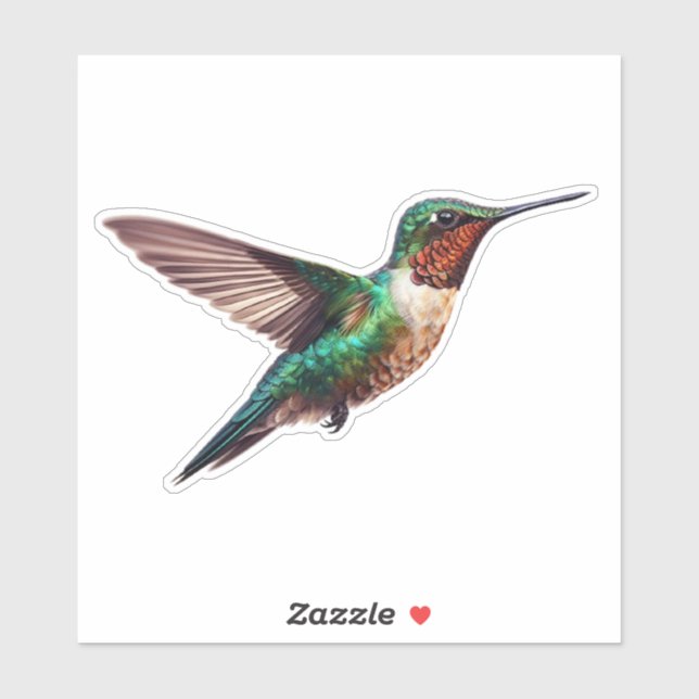 Sticker Colibri Ruby Throsé (Feuille)