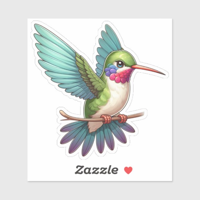 Sticker Colibri Throated Ruby-Throated (Feuille)