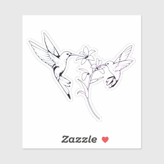 Sticker Colibris avec fleur de lys (Feuille)