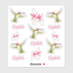 Sticker Colibris et vinyle fuchsia de fleurs de fleur