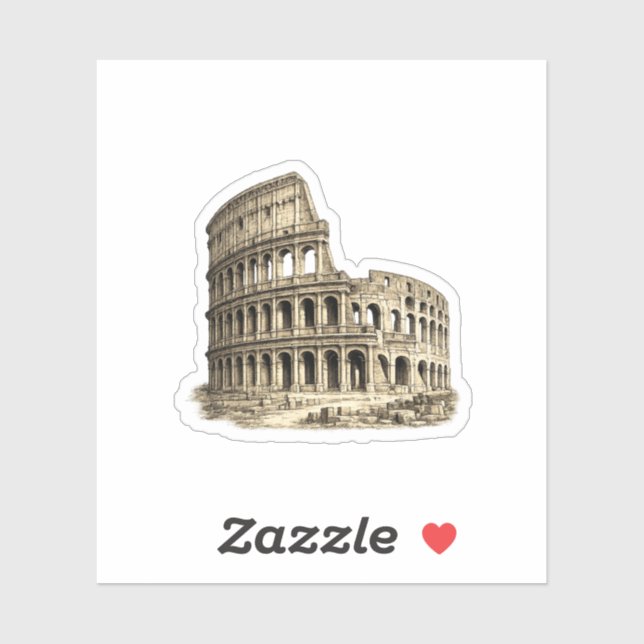 Sticker Colisée Romain Antique Colosseum Gravure (Feuille)