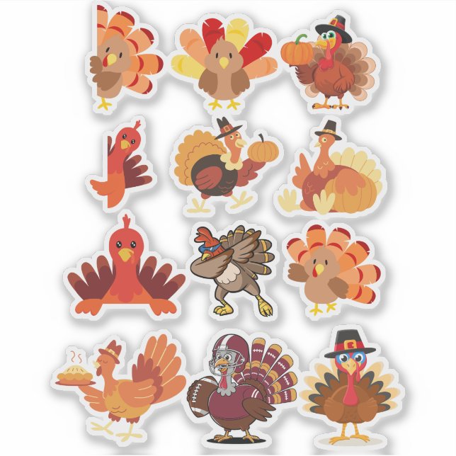 Sticker Collage de dinde de Thanksgiving (Devant)