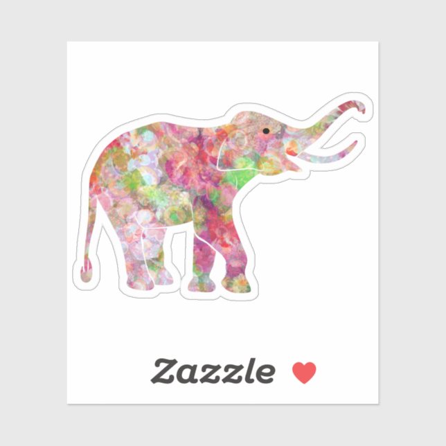 Sticker Collage floral coloré cCute elephant (Feuille)