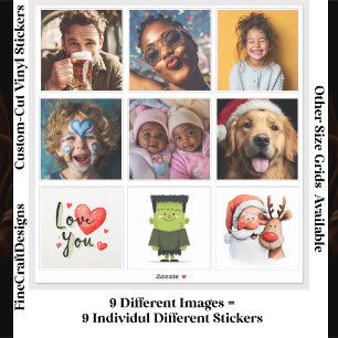 Sticker Collage photo/image personnalisé 9 carrés