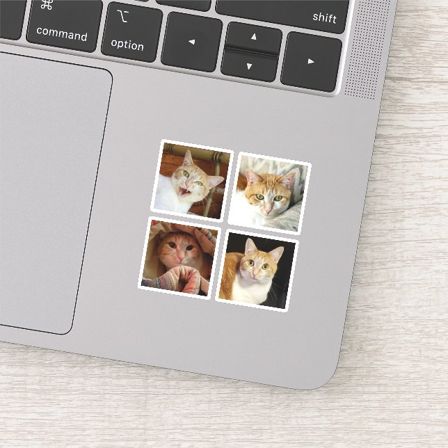 Sticker Collage photo personnalisé 4 Photo Simple Carré Mi (Détail)