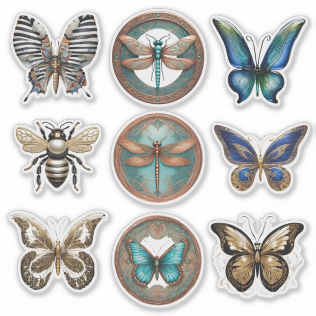 Sticker Collection d'autocollants Bugs et Papillons (Devant)