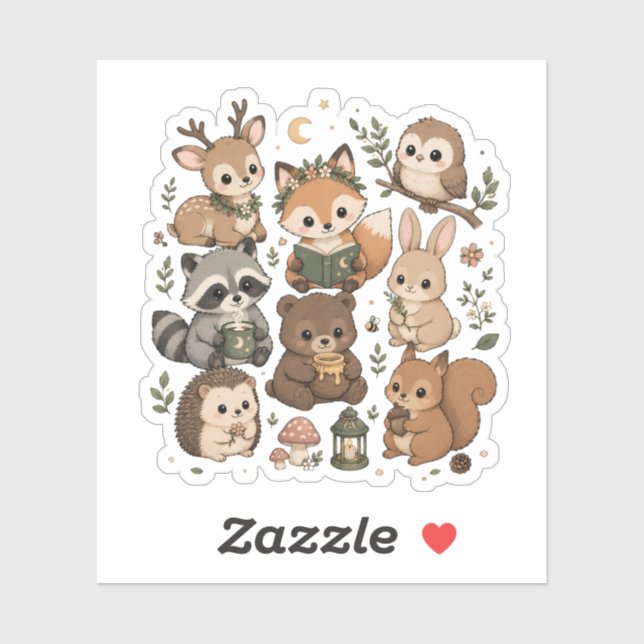 Sticker Collection d'autocollants d'amis mignons de la for (Feuille)