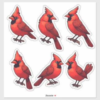 Sticker Collection d'autocollants de l'adorable cardinal