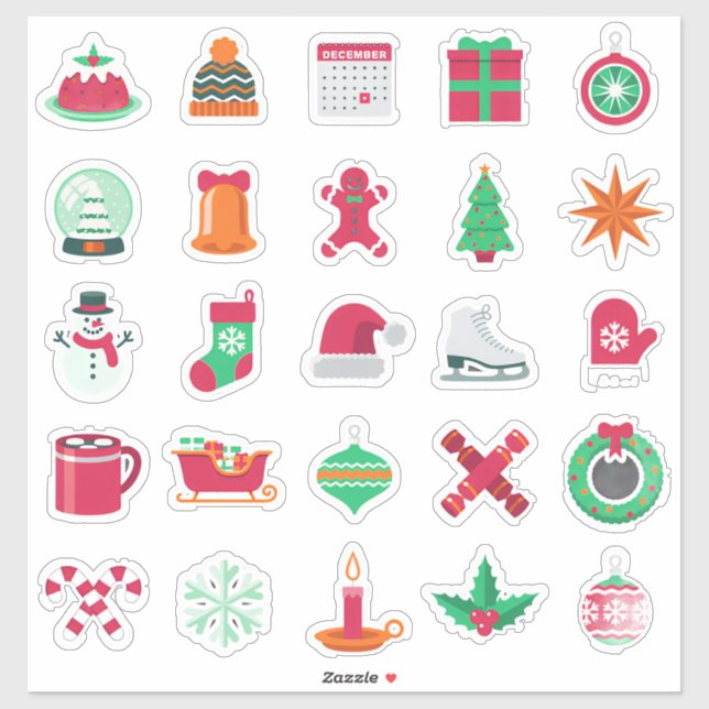 Sticker Collection d'autocollants de Noël festifs (Feuille)