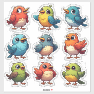 Sticker Collection d'autocollants de personnages d'oiseaux