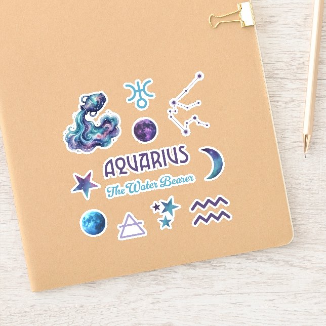 Sticker Collection d'autocollants du zodiaque Verseau (Carnet)