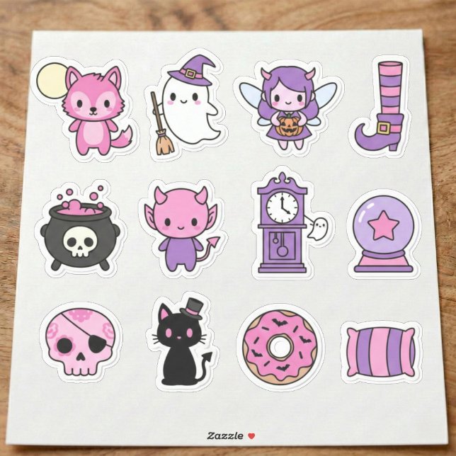 Sticker Collection d'autocollants Kawaii Enchanted Pastel  (Cute cartoon monsters for a fun vibe.)