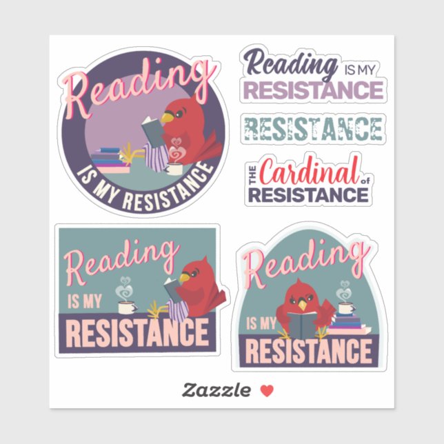 Sticker collection d'autocollants "La lecture est ma résis (Feuille)