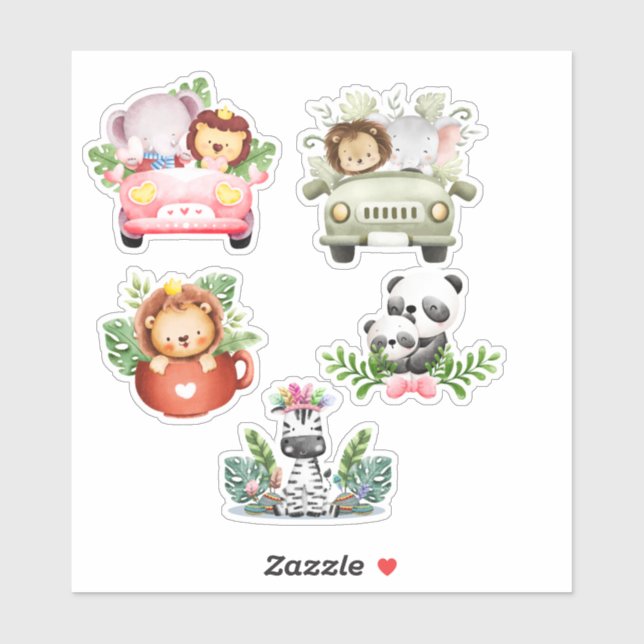 Sticker Collection d'autocollants pour animaux mignons - D (Feuille)