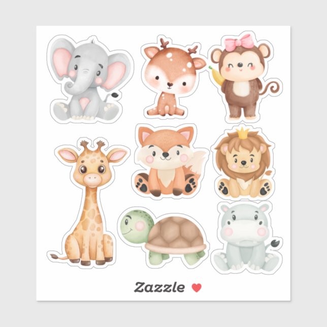 Sticker Collection d'autocollants pour animaux mignons - D (Feuille)