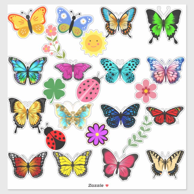 Sticker Collection d'autocollants pour jardin de papillons (Feuille)