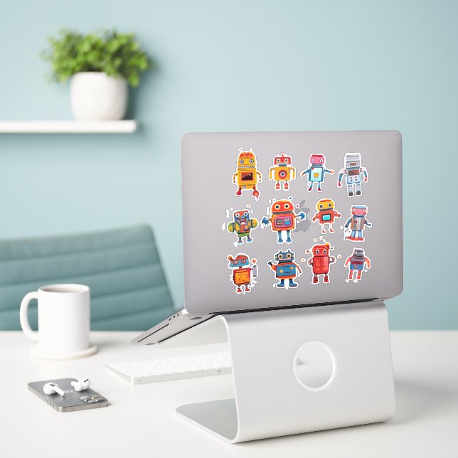 Sticker Collection d'autocollants Retro Robot Rendezvous (Ordinateur portable sur le bureau)