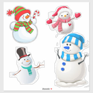 Sticker Collection de bonhommes de neige joyeux d'hiver