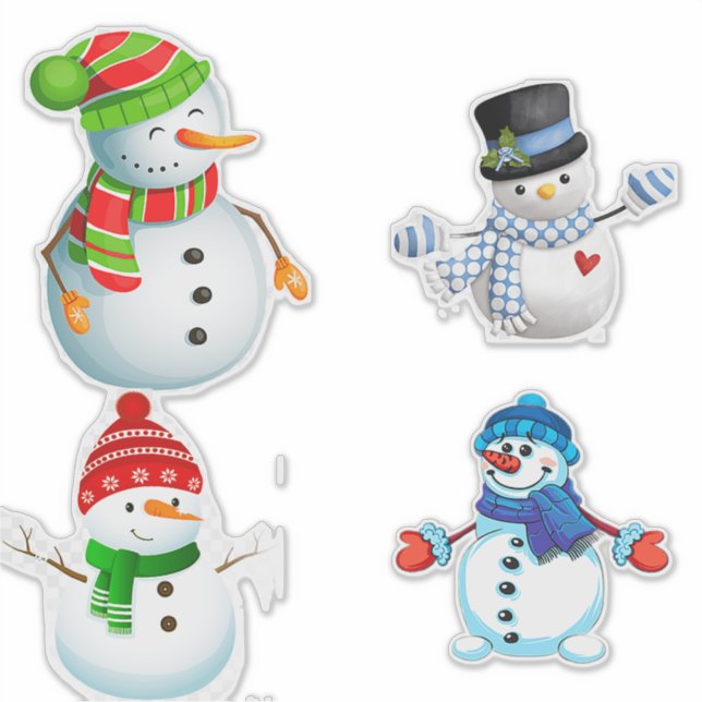 Sticker Collection de bonhommes de neige joyeux d'hiver (Devant)