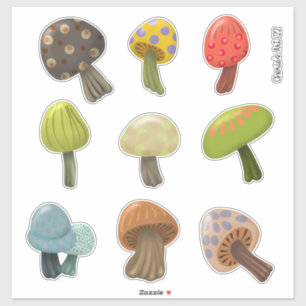 Sticker Collection de champignons les plus coupés