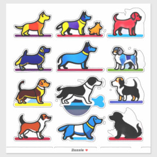 Sticker Collection de chiots de dessin animé mignons