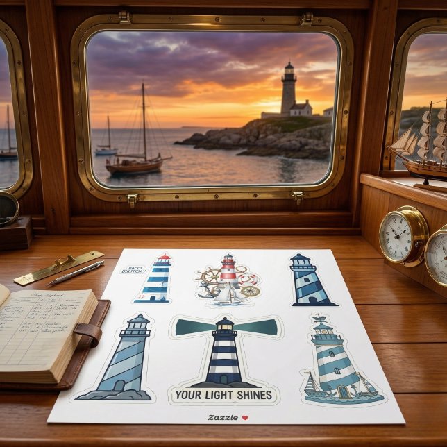Sticker Collection de feuilles d'autocollants de phare (Coastal charm for your gear.)
