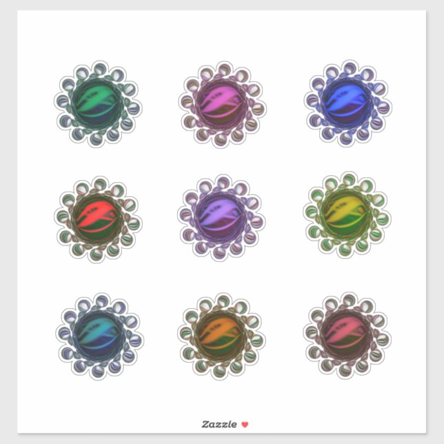 Sticker Collection de gemmes colorées abstraites  (Feuille)