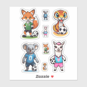 Sticker Collection de jolis animaux jouant au football
