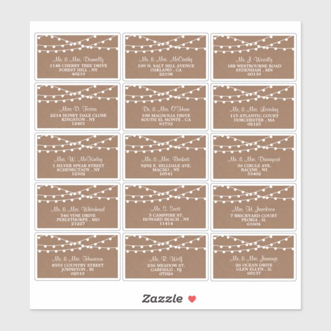 Sticker Collection de Mariages Rustic Kraft (Feuille)